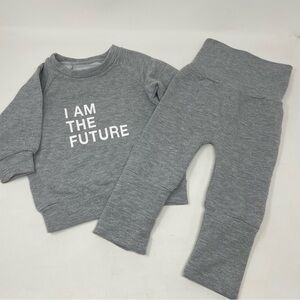 Baby 2pc Grey Track Sweatsuit White I Am The Future Graphic Size 6-12m